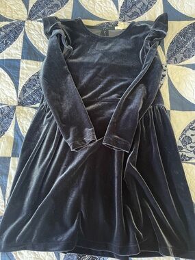 Crewcuts Navy Velvet Long-Sleeve Dress for Girls